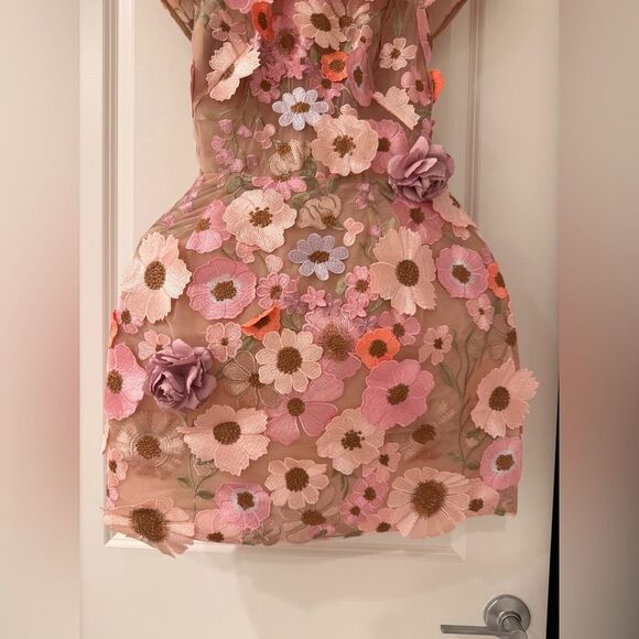 New Bronx and Banco Jasmine Embroidered Floral Applique Mini Dress - Picture 9 of 16